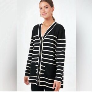 Tuckernuck Black and White Striped Lauren Cardigan Sweater